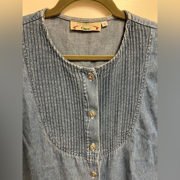 VTG Orvis Denim Short Sleeve Button-Up Top size small - Picture 2 of 7